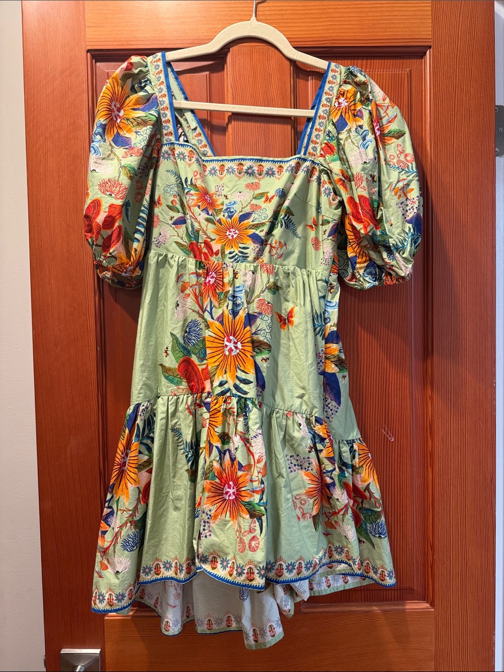 Farm Rio Dress - Light Green and Multicolor size xs like new
